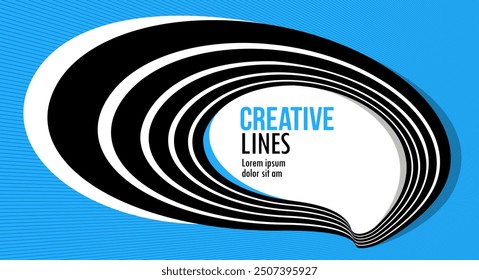 Lines in motion vector abstract background, 3D perspective creative optical design with stripes, sound and music concept, flowing lines.