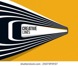 Lines in motion vector abstract background, 3D perspective creative optical design with stripes, sound and music concept, flowing lines.