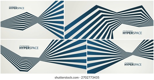 Linhas no conjunto de fundo abstrato vetor de movimento, listras de perspectiva 3D mostrando velocidade de energia e agressão, arte de papel de parede linear mínima, gráficos surreais afiados.