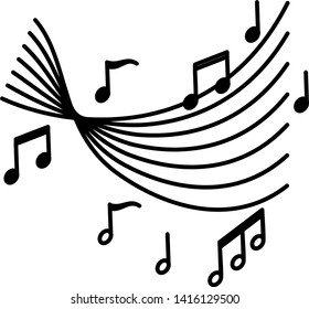 Lines of Music Notes icon in outline style