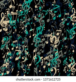 Lines of Musical Notes. Creative Background with Notes, Bass and Treble Clefs. Vector Element for Musical Poster, Banner, Advertising, Card. Minimalistic Simple Background.