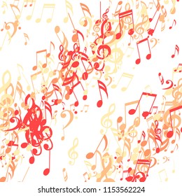 Lines of Musical Notes. Trendy Background with Notes, Bass and Treble Clefs. Vector Element for Musical Poster, Banner, Advertising, Card. Minimalistic Simple Background.