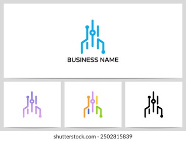 Lines Nodes Rocket Diseño de logotipos
