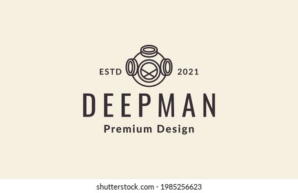 lines old helmet divers logo symbol vector icon illustration graphic design
