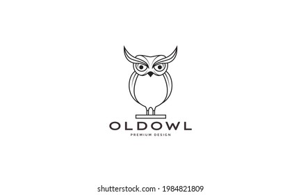 lines old owl logo symbol icon vector graphic design illustration