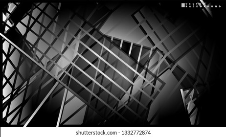 Lines on black background - Illustration . strips black background banner vector illustration