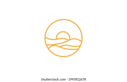 lines orange summer desert logo vector icon illustration design