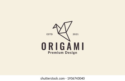 lines origami bird fly simple logo symbol vector icon illustration design