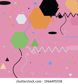 Lines Oval Pink Modern Art Pattern. Orange Calm Silver Chaos Grey Geometrical Modern Design. Polygon Triangle Green Black Modern Simple Hipster Art. Shadows Zigzag Blue Pastel Vector Design Pic.