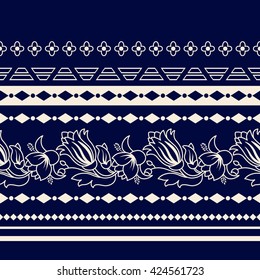 Lines Paisley seamless pattern. Decorative border 