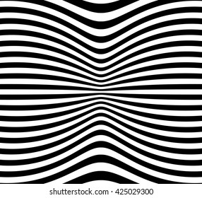 Lines pattern with distortion. Grayscale.