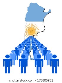 Linien von Menschen mit Argentinien Karte Flagge Vektorgrafik 