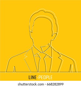 Lines people. Business man on colored background. Vector man in line style.
