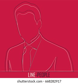 Lines people. Business man on colored background. Vector man in line style.