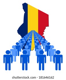 Líneas de personas con la bandera de Chad como ilustración vectorial