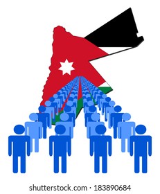 Lines of people with Jordan map flag vector illustration