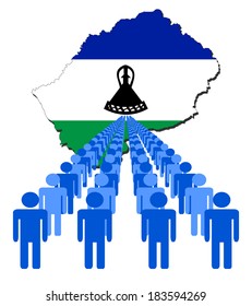 Linien von Leuten mit Lesotho-Karte, Vektorgrafik