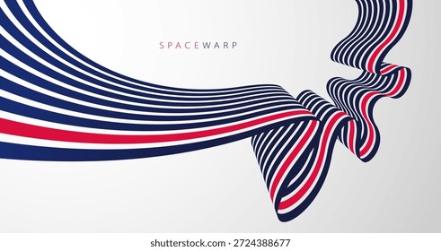 Linhas em perspectiva parecem design gráfico de fita dobrada, fundo abstrato vetorial com listras curvas em perspectiva distorcida, arte futurista surreal op.