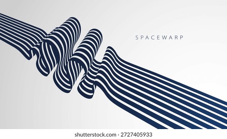 Linhas em perspectiva parecem design gráfico de fita dobrada, fundo abstrato vetorial com listras curvas em perspectiva distorcida, arte futurista surreal op.