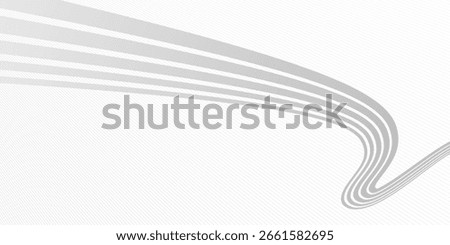 Lines in perspective vector abstract background in light grey and white monochrome, dimensional stripes with smooth gradient and wavy motion.