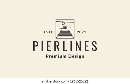 lines pier or dock with city logo vector symbol icon design graphic illustration