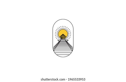 lines pier with home logo vector symbol icon design graphic illustration