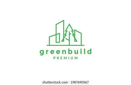 lines pines tree with building city logo symbol vector icon illustration graphic design