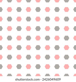 lines of pink and gray hexagons. geometric repetitive background. vector seamless pattern. fabric swatch. wrapping paper. design template for textile