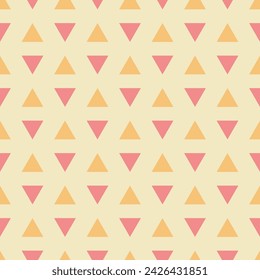 lines of pink and yellow triangles. geometric repetitive background. vector seamless pattern. champagne fabric swatch. wrapping paper. design template for textile, linen, home decor