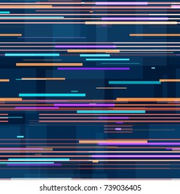Lines, Polygons Seamless Hi Tech Background Texture. Holiday, Cover, Ad, Fashion Print Design. Speed Lines, Stripes Seamless Pattern. Fabric Ornament with Rectangles