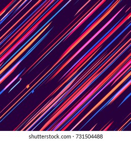 Lines, Polygons Seamless Pattern Design. Holiday, Cover, Ad, Fashion Pattern. Fabric Background Texture. Hi Tech Speed Lines, Stripes on Dark Space Background