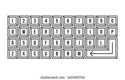 lines qwerty keyboard icon button design vector 