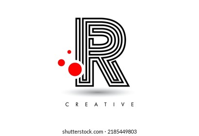 Lines R Letter Logo Letter made of Lines. Monogram Style Letter Icon Vector Illustration