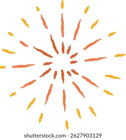 Lines radiate from a center point forming a sunburst.  A bright star shape is depicted with textured strokes. Cartoon vector illustration