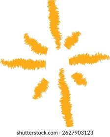 Lines radiate outwards from a central point in a textured brushstroke style.  A burst of light is depicted with radiating beams in a rough sketch. Cartoon vector illustration