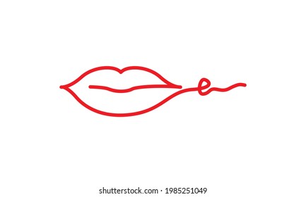 lines red women lips art logo symbol vector icon design illustration graphic