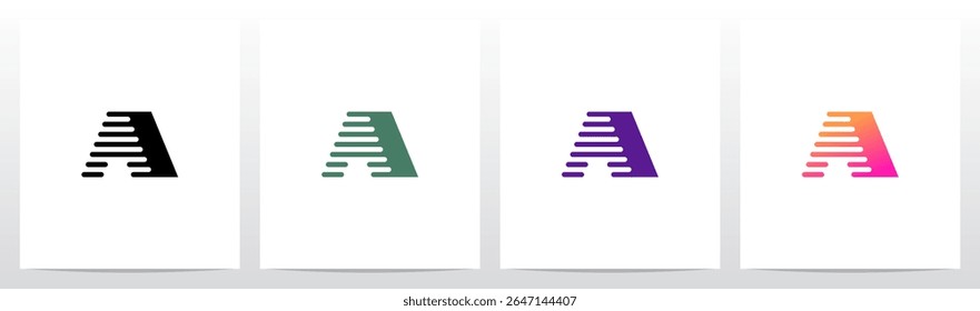 Lines Retro Graphic Horizontal Parallel Strokes Initial Letter Logo Design A