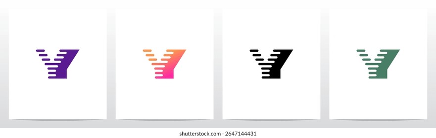 Lines Retro Graphic Horizontal Parallel Strokes Initial Letter Logo Design Y