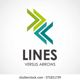 Lines right left of arrow abstract vector and logo design or template network business icon of company identity symbol concept