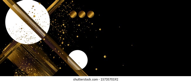 Lines romantic gold background pattern on dark banner trend gradient art