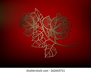 Lines roses in vector blurred floral background. Can be used for invitation, wallpaper, background, web page, mobile interface.
