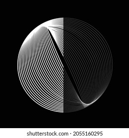 Lines in Semi Circle Form .Lunar phases.   Vector Illustration .Technology round. Moon Logo . Design element . Abstract Geometric shape . Half circles. Last quarter moon phase.