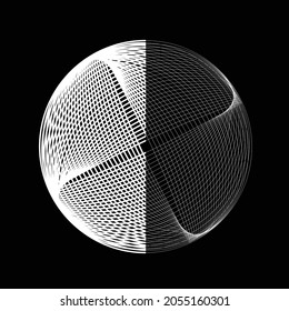 Lines in Semi Circle Form .Lunar phases.   Vector Illustration .Technology round. Moon Logo . Design element . Abstract Geometric shape . Half circles. Last quarter moon phase.