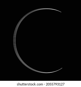 Lines in Semi Circle Form .Lunar phases.   Vector Illustration .Technology round. Moon Logo . Design element . Abstract Geometric shape . letter c . Waning crescent moon phase.