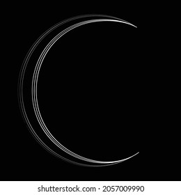 Lines in Semi Circle Form .Lunar phases.   Vector Illustration .Technology round. Moon Logo . Design element . Abstract Geometric shape . letter c . Waning crescent moon phase.