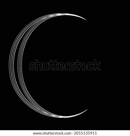 Lines in Semi Circle Form .Lunar phases.   Vector Illustration .Technology round. Moon Logo . Design element . Abstract Geometric shape . letter c . Waning crescent moon phase.