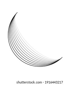 Lines In Semi Circle Form .  Vector Illustration .Technology Round. Moon Logo . Design Element . Abstract Geometric Shape .