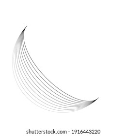 Lines In Semi Circle Form .  Vector Illustration .Technology Round. Moon Logo . Design Element . Abstract Geometric Shape .