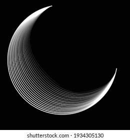 Lines in Semi Circle Form .  Vector Illustration .Technology round. Moon Logo . Design element . Abstract Geometric shape .