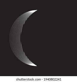 Lines in Semi Circle Form .  Vector Illustration .Technology round. Moon Logo . Design element . Abstract Geometric shape .